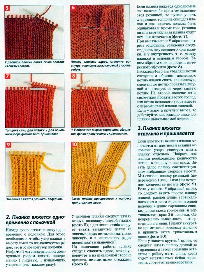 Вывязывание горловины с планкой спицами. Вязаная полочка вместе с планкой. Планки для вязаных изделий. Вязание планки спицами.