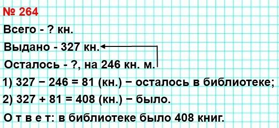 Четвертый класс вторая часть математика страница 60. После того как школьникам было выдано 327. После того как школьникам было выдано 327 книг. После того как школьникам было выдано 327 книг в библиотеке осталось. Задача 264 по математике 4.