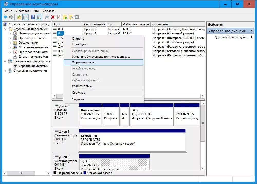 Отформатирован в формате fat32. Флешка Формат fat32. Форматирование диска через управление дисками. Форматирование внешнего жесткого диска. Форматирование флешки через управление дисками.