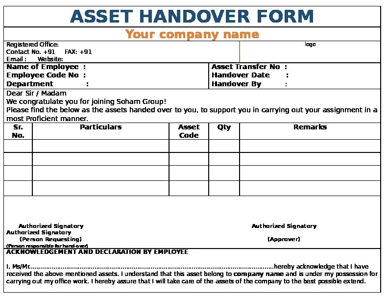 Asset handover form. Handover образец. Handover форма. Company form. Company assets