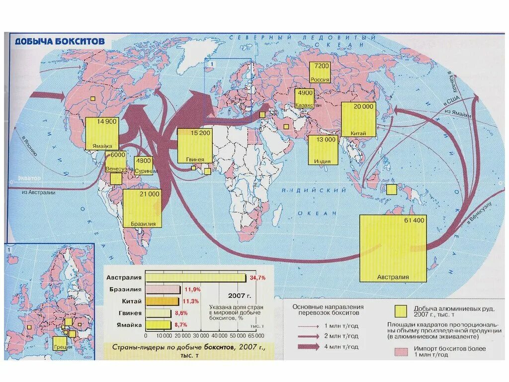 Страны по добыче алюминия. Месторождения алюминия. Пути транспортировки бокситов. Основные месторождения алюминиевых руд. Месторождения алюминиевых руд в мире.