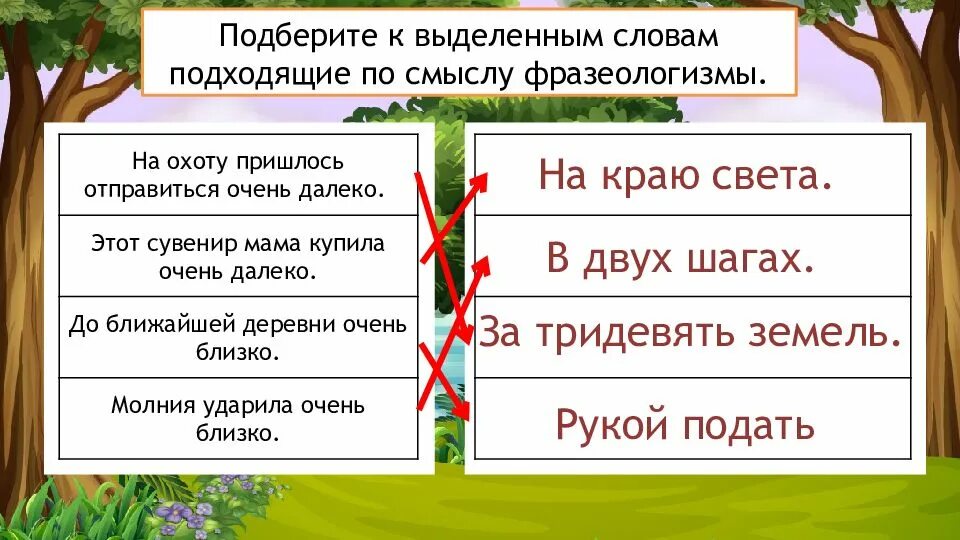 Запиши значение фразеологизмов за тридевять земель