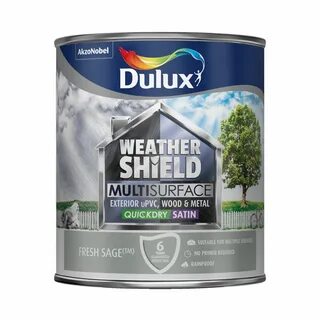 Dulux Weathershield Fresh sage Satin Multi-surface paint, 0.75L.