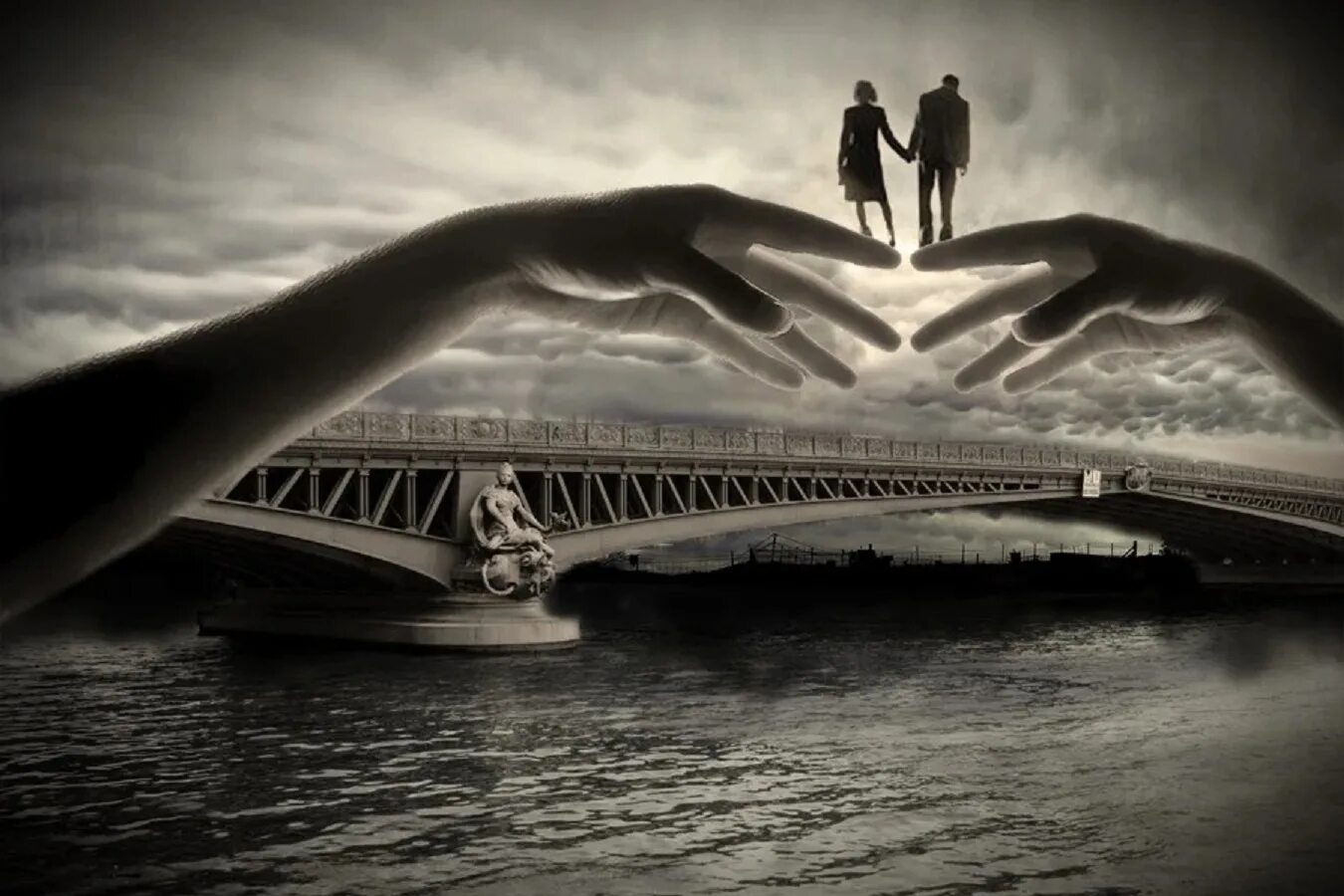 Через картинку. Влюбленные на мосту. Мост любви. Мост между влюбленными. Разлука.