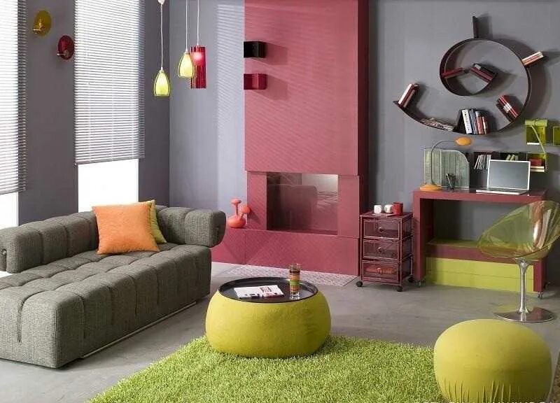 Яркие цвета в интерьере. Комната с серыми стенами. Цвет стен в спальне. Сочетание серого в комнате. Сочетание серого в комнате.