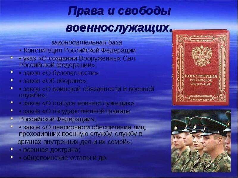 Национальная правовая база. Обязанности военнослужащего. Реализация прав военнослужащих.