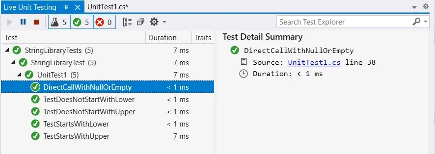 Unit to live. Test explorer. test explorer ui. test explorer display time of test vs code. unit tests coverage vs code.