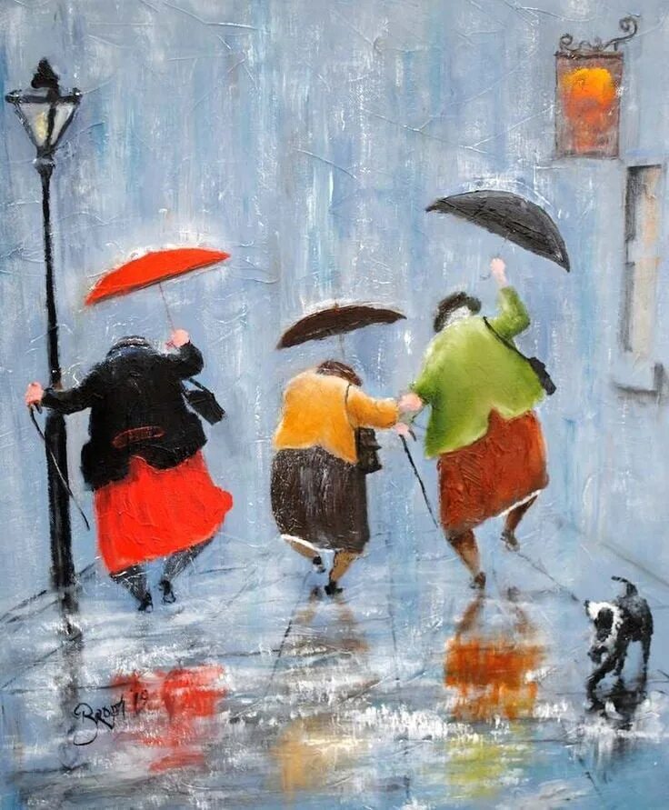 Картины художника des Brophy. Позитивные картины. Веселые картины. Хорошего настроения в дождливую погоду.