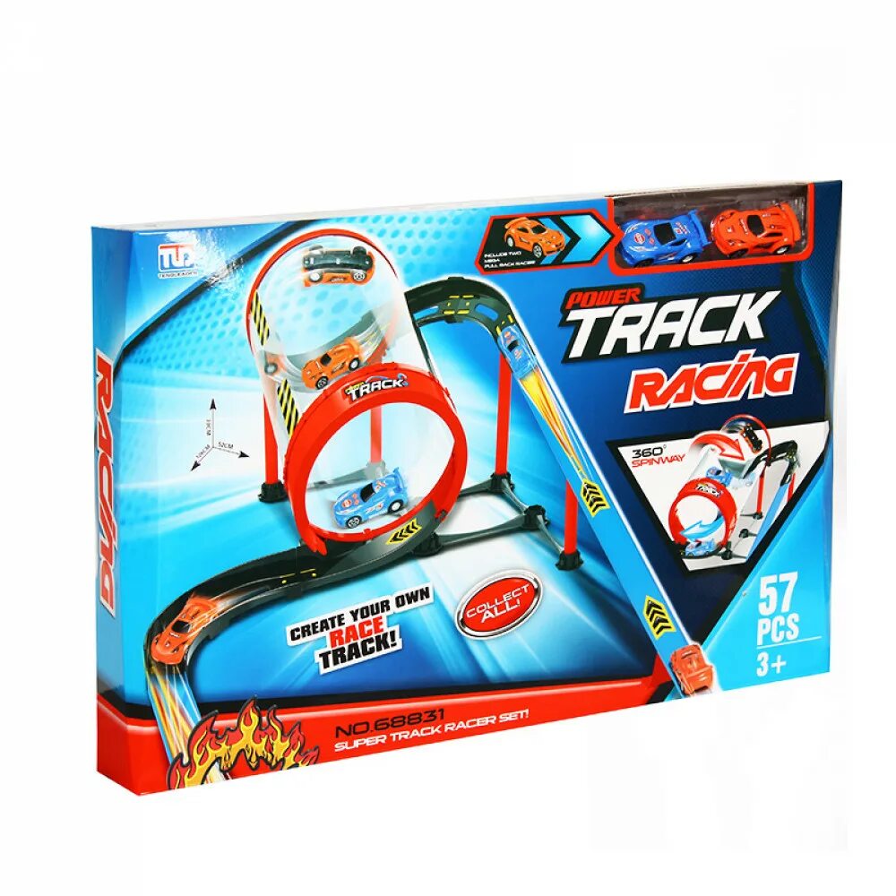 Power tracks. Детский пусковой трек TENGLEADER track Racing Spinway 360 (68831). Гоночный трек "труба" 68831. Power track Racing 360 Spinway сборка. Машинка для пускового трека.