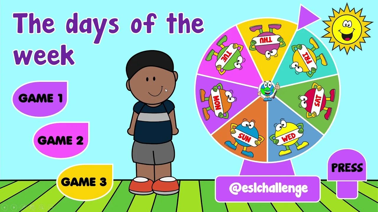 Week song. Days of the week game. Days of the week.