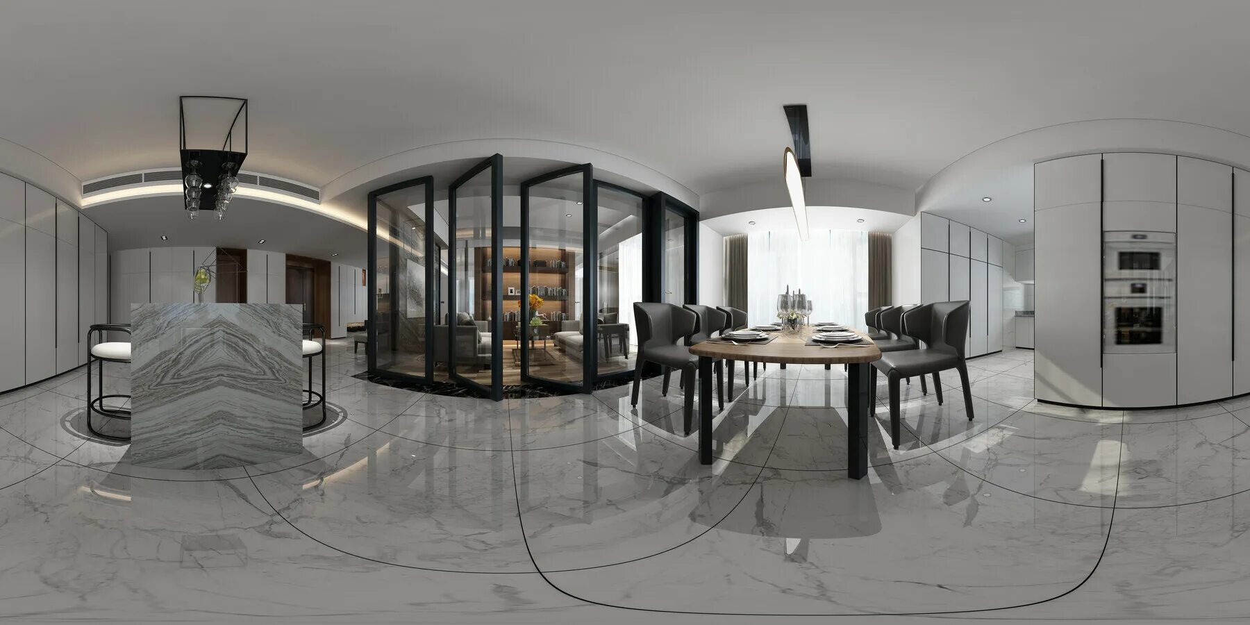 Ресторан пространство 360. Дизайн проекты домов. современный дом. панорама интерьера 360. кухни дизайн проекты.