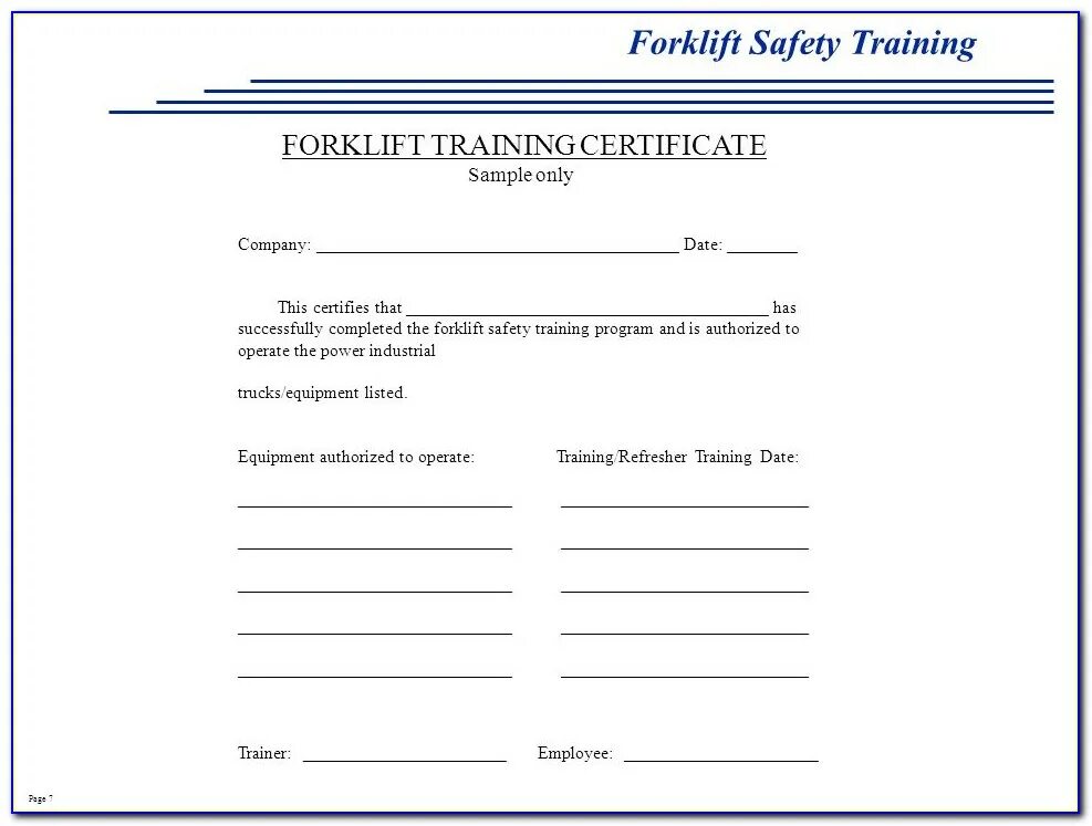 Forklift Training Certification. Safety Equipment Certificate. Certificate of completed works. Certificate of authorized distributor шаблон.