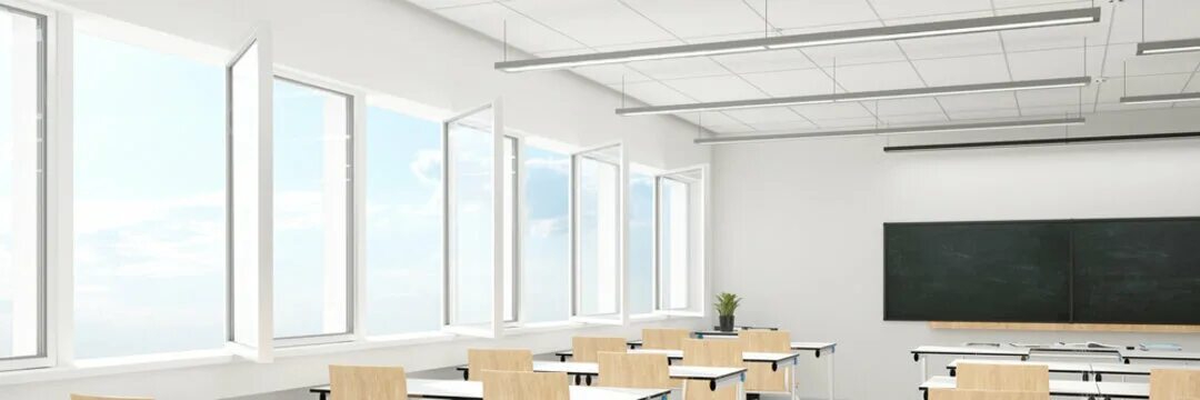 The windows in the classroom. Classroom window. air the classroom.
