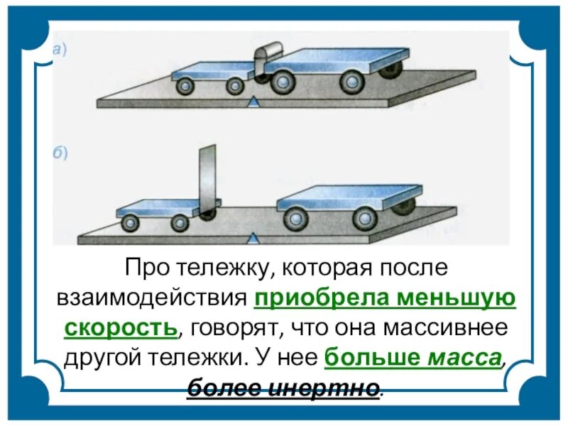 Движение тележки является. Взаимодействие тел масса инертность. 7 класс инерция, масса, взаимодействие тел. физика 7 класс инерция взаимодействие тел. инерция тележки.