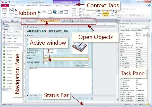 Интерфейс MS access под номерами. Microsoft access ribbon. Access interfaces