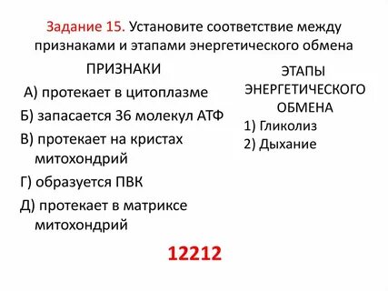 Установите соответствие признак вид обмена веществ