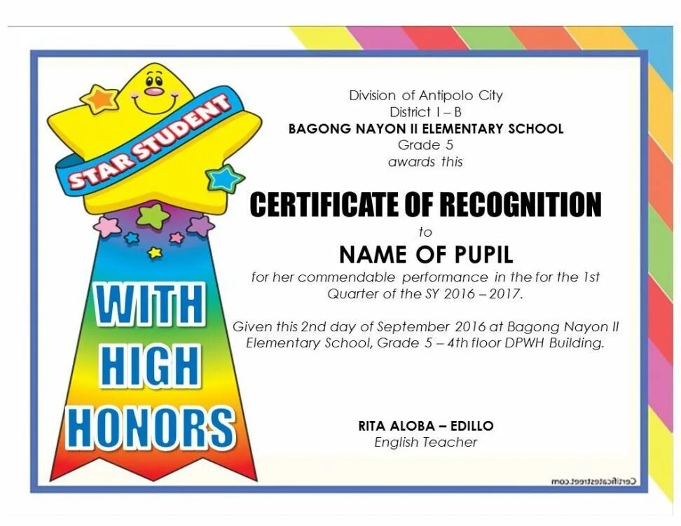 Performance for children. Awards for pupils. certificate for pupils. awards for kids.