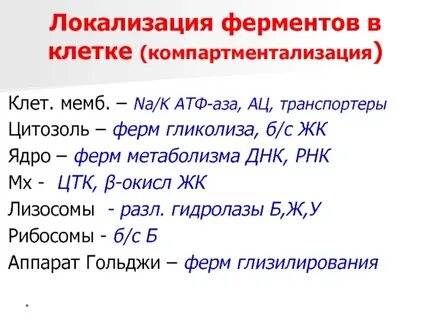 Наличие ферментов