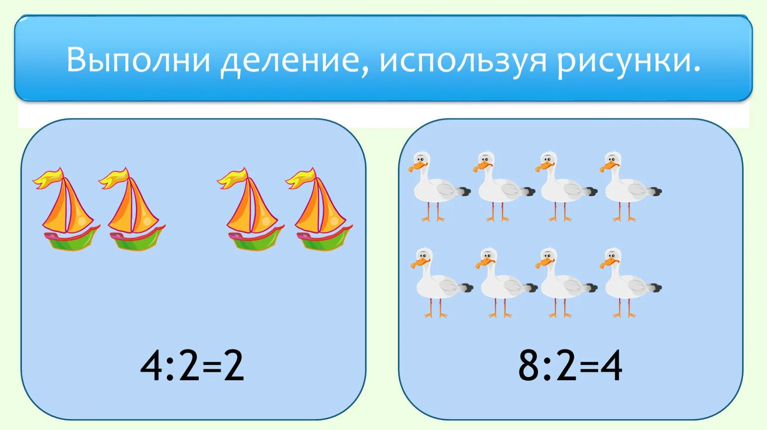 Используя рисунок выбери правильный. Запиши деление используя схему.