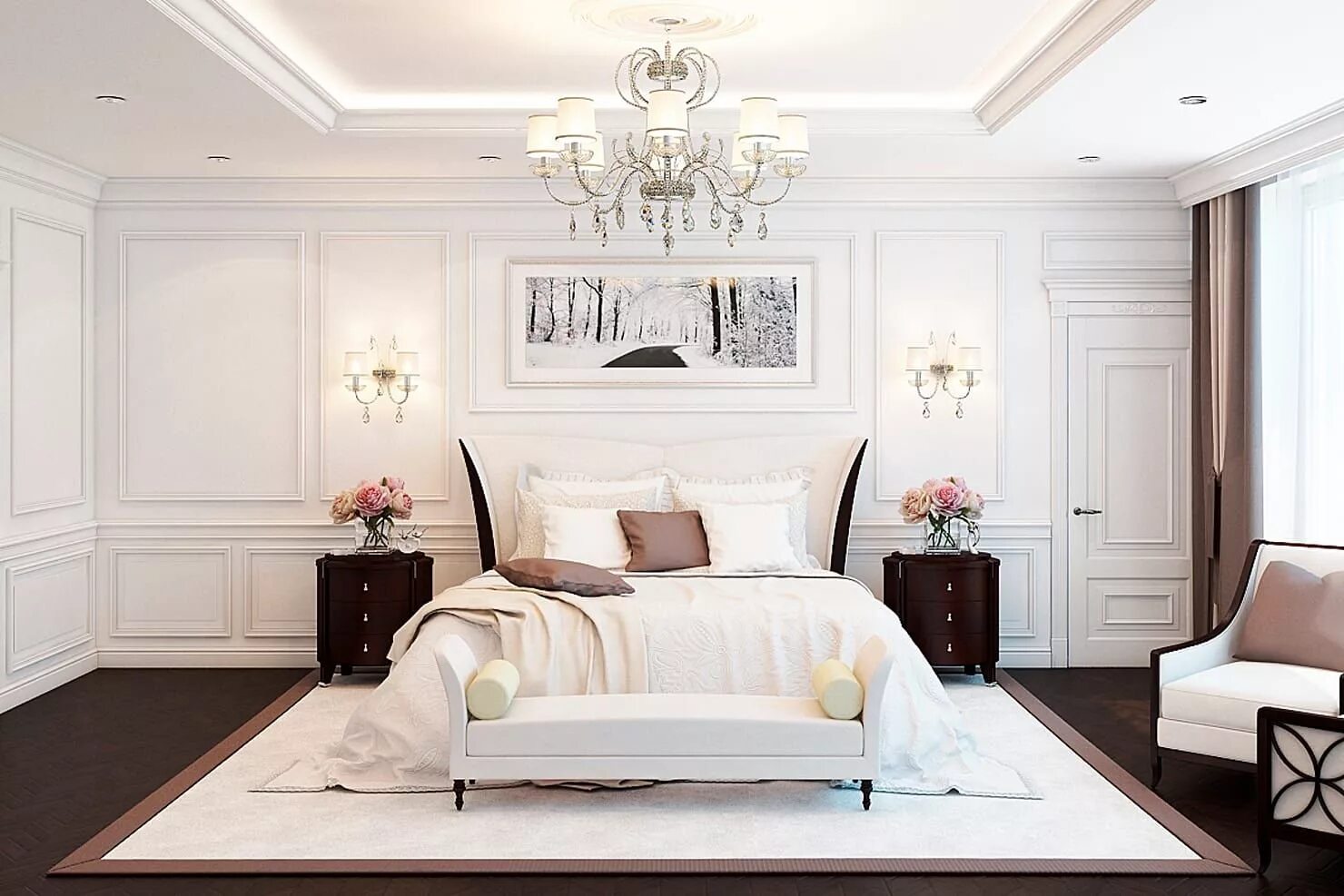 Интерьеры белых спален фото. Спальня Неоклассика 2022. Спальня Неоклассика белая в интерьере. Спальня в классическом стиле. Спальня в стиле современной классики.