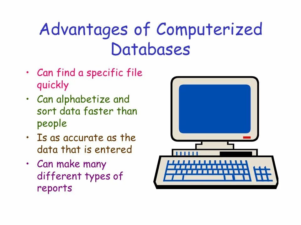 What is a computer made of. Computerized database. what is database. advantages of computer based system. advantages of computers.