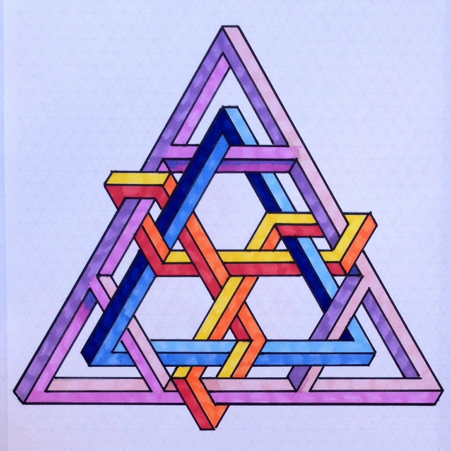 Геометрический рисунок треугольники. Треугольник Пенроуза Эшер. Фигуры Эшера треугольник. Иллюзия треугольник Пенроуза. Оптические иллюзии треугольник Пенроуза Эшера.