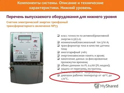 Показания электроэнергии на пульте