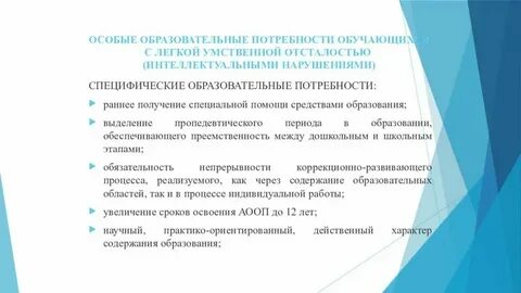 Особые образовательные потребности детей с уо