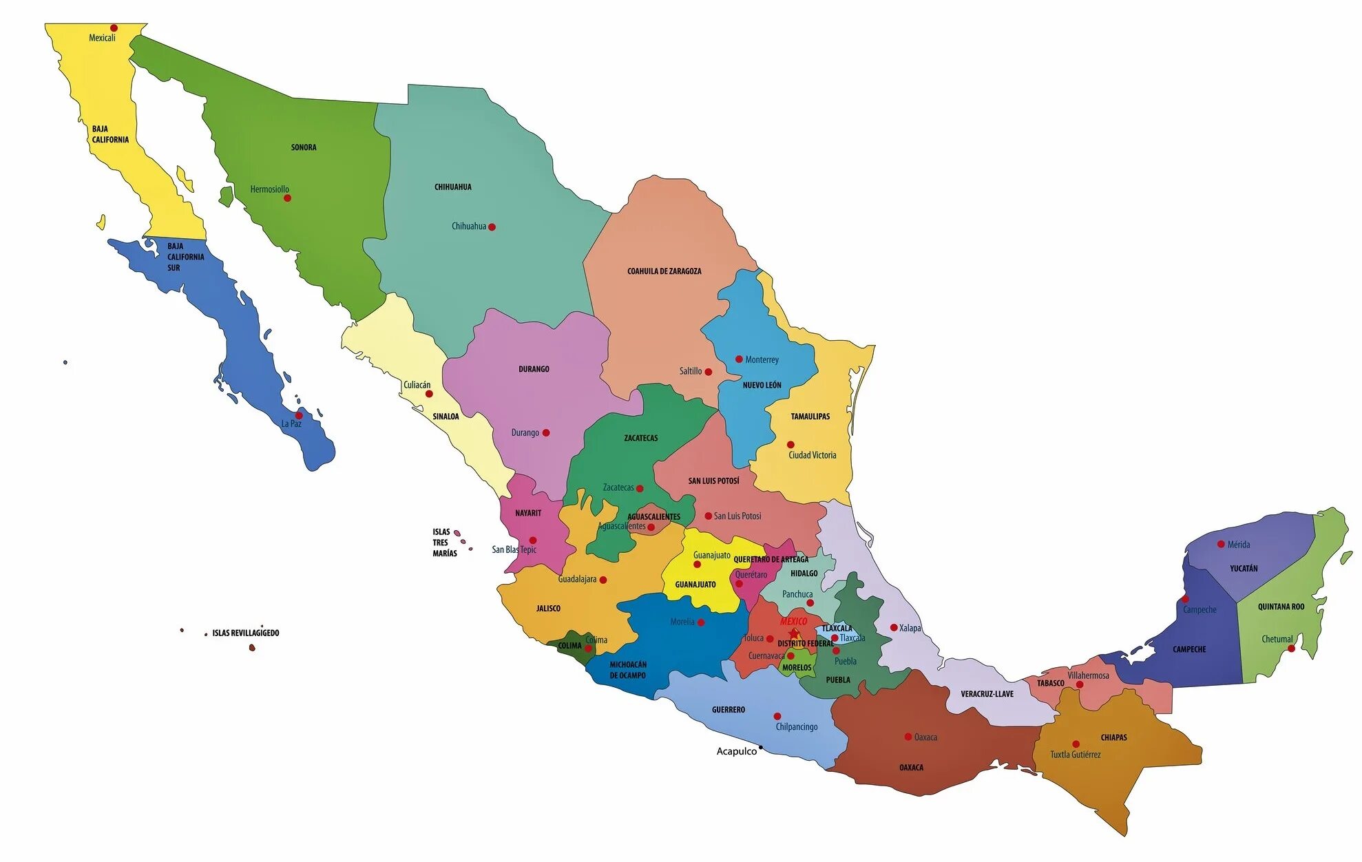 Штаты мексики. Административное деление Мексики. Карта провинций Мексики. Штаты Мексики на карте. Административное деление Мексики карта.