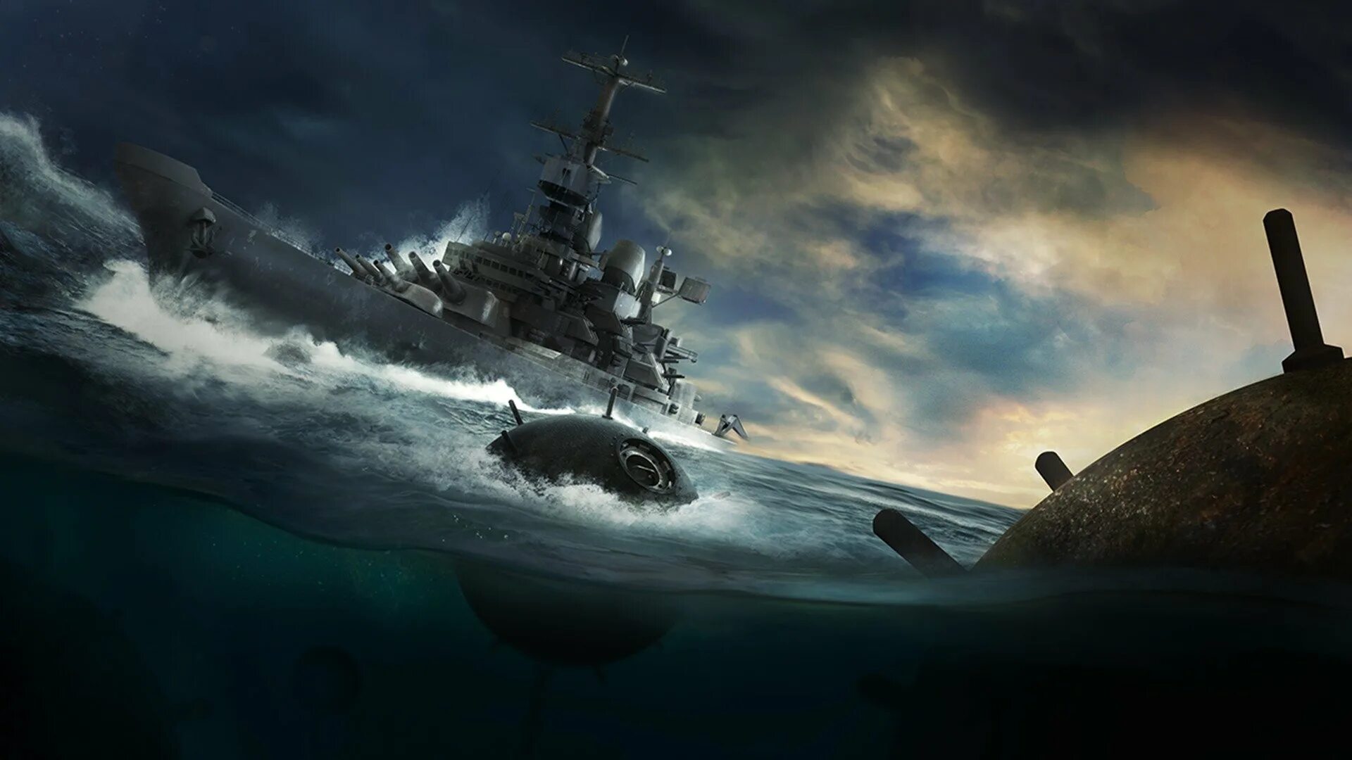 Игры корабли подводная лодка. Подводная лодка World of Warships. Подводный линкор Айова. Корабль в Штормовом море. Подводная лодка в шторм.