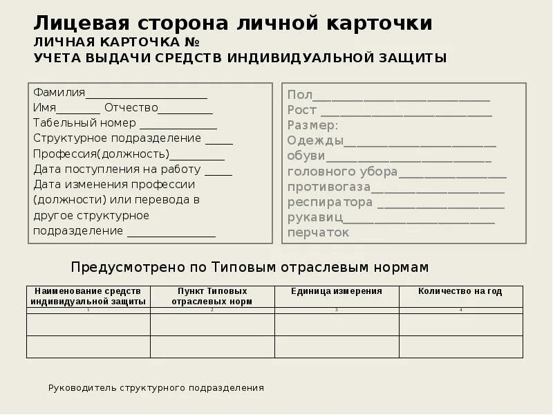 Карточки личного учета выдачи средств индивидуальной защиты. Карточка учёта выдачи средств индивидуальной защиты (СИЗ),. Личные карточки учета выдачи СИЗ. Форма личной карточки учета выдачи средств индивидуальной защиты.