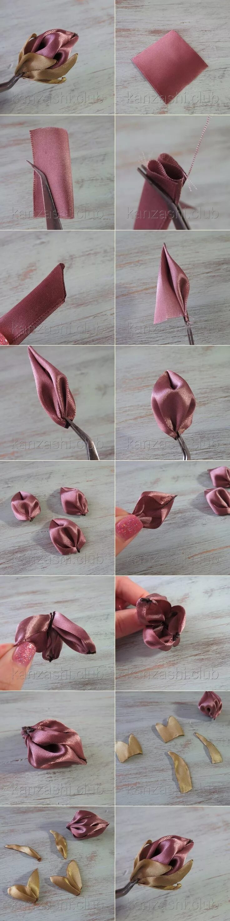 Цветы из лент техника. Бутон из ленты. Бутоны канзаши. Бутон розы из ленты. Бутон розы из атласной ленты.