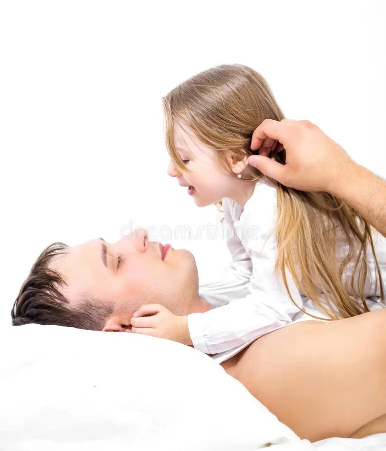 Father sleep daughter. Father sleeping with daughter hug.