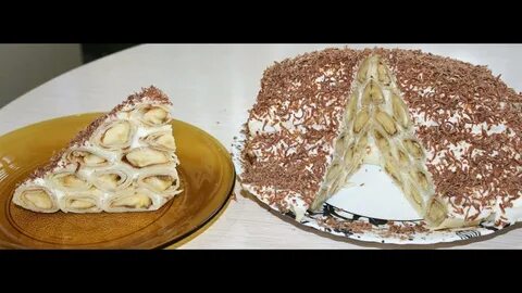 Торт со сметанным кремом и бананом