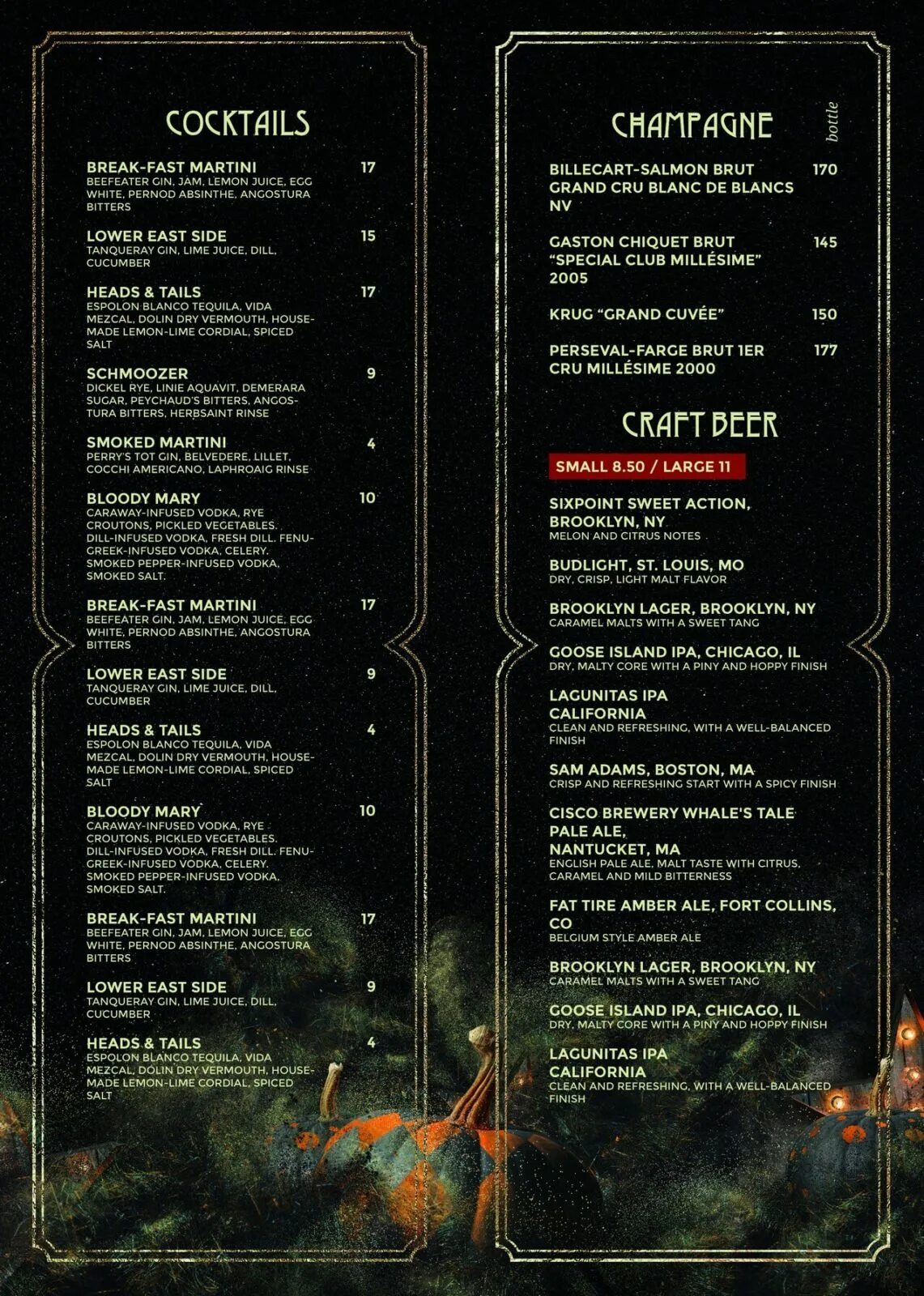 Halloween menu