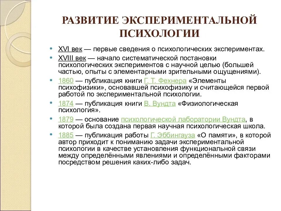 История экспериментальной психологии как науки
