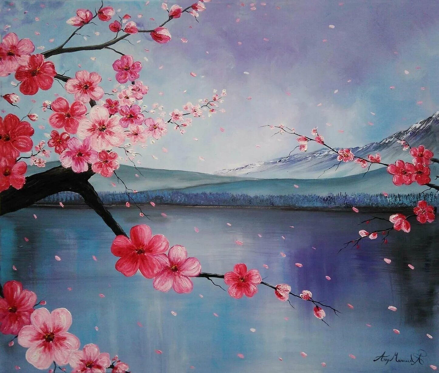 Цветущая сакура акварель. Art blossom. Гохуа китайская живопись сакура. Картина розовое дерево. Цветущая сакура геншин.