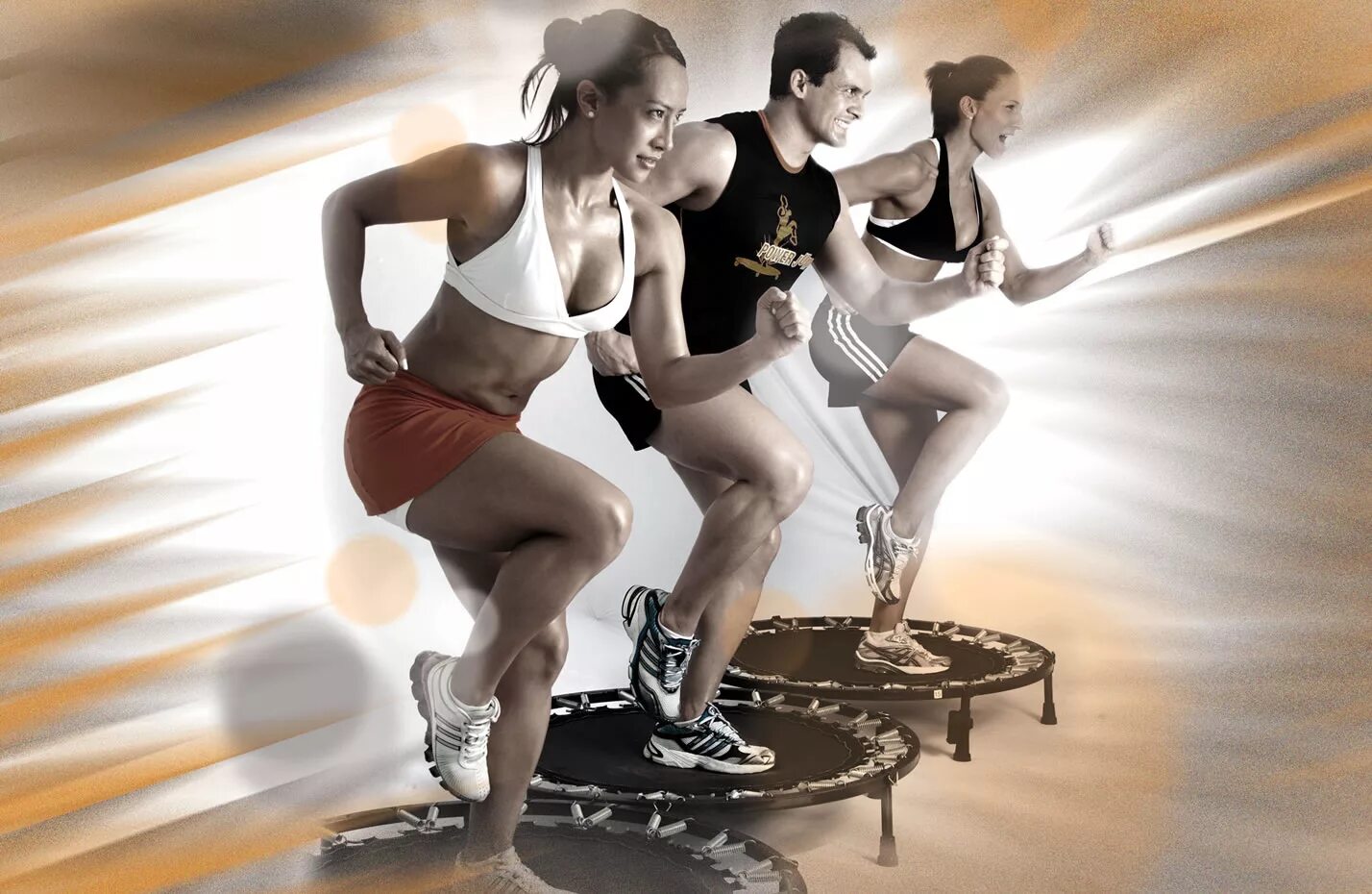 Power jump. Фитнес реклама. power jump фитнес. аэробика на батутах. джампинг реклама.