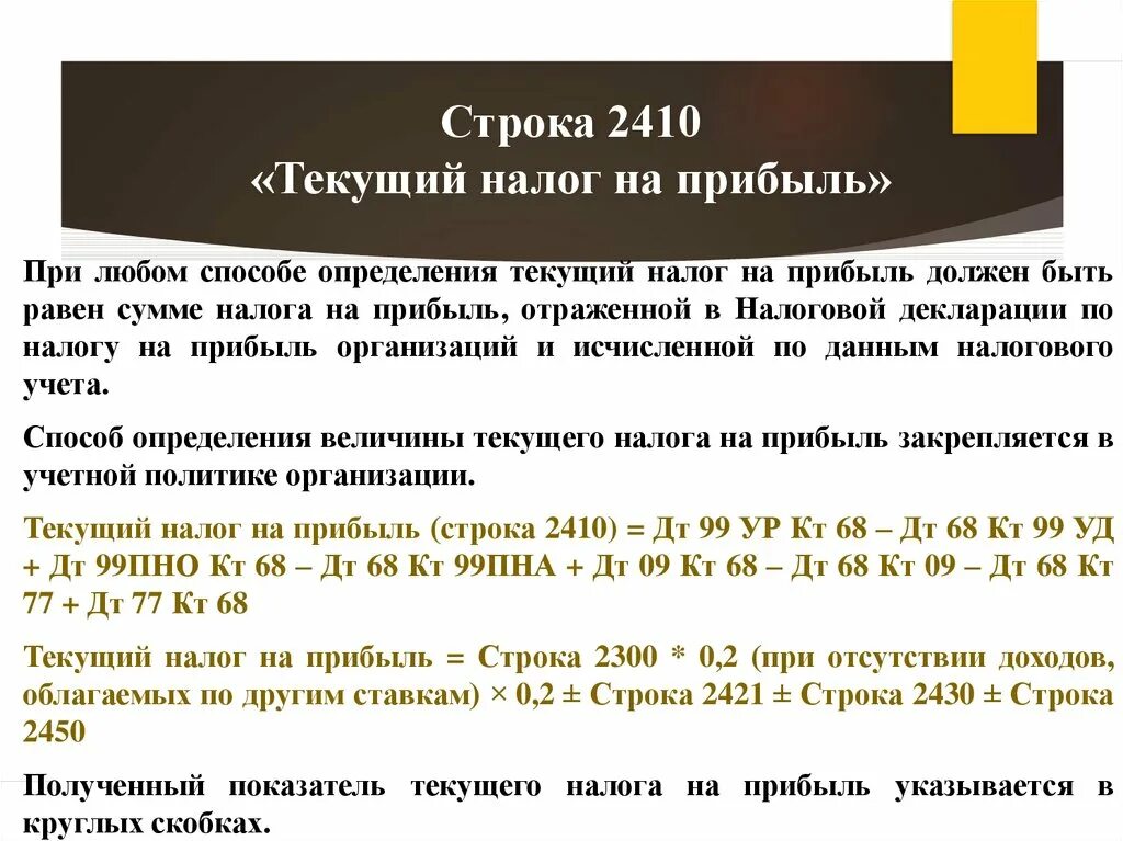 Налог на прибыль 2410