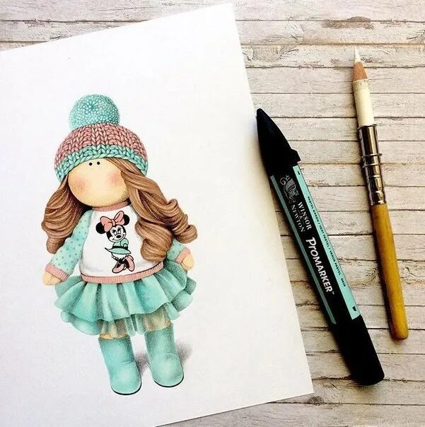 Интерьерная кукла акварель. Интерьерная кукла иллюстрация. Кукла маркерами. Рисованные интерьерные куклы. Кукла маркерами.