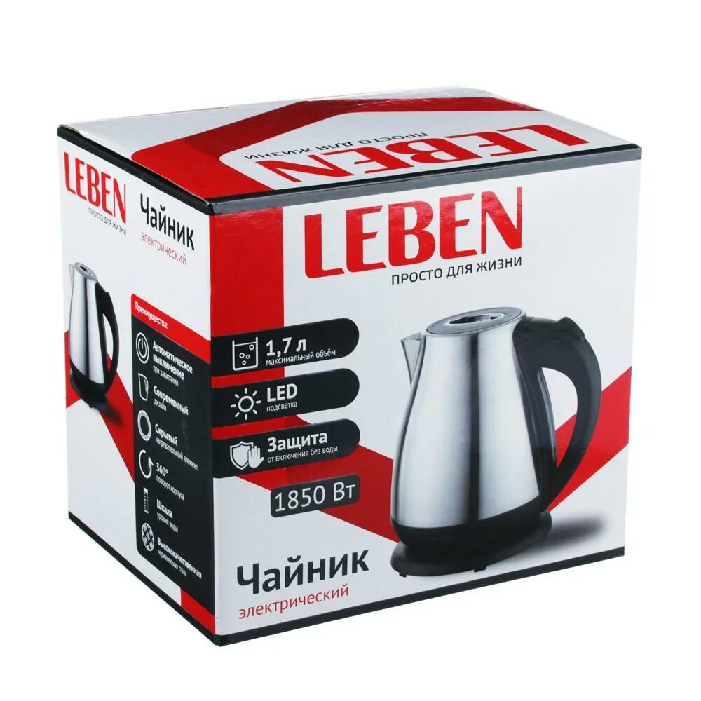 Чайник leben 1. Лебен чайник электрический. Leben чайник электрический 1,8л, 1500вт, нерж. 7. 8л.