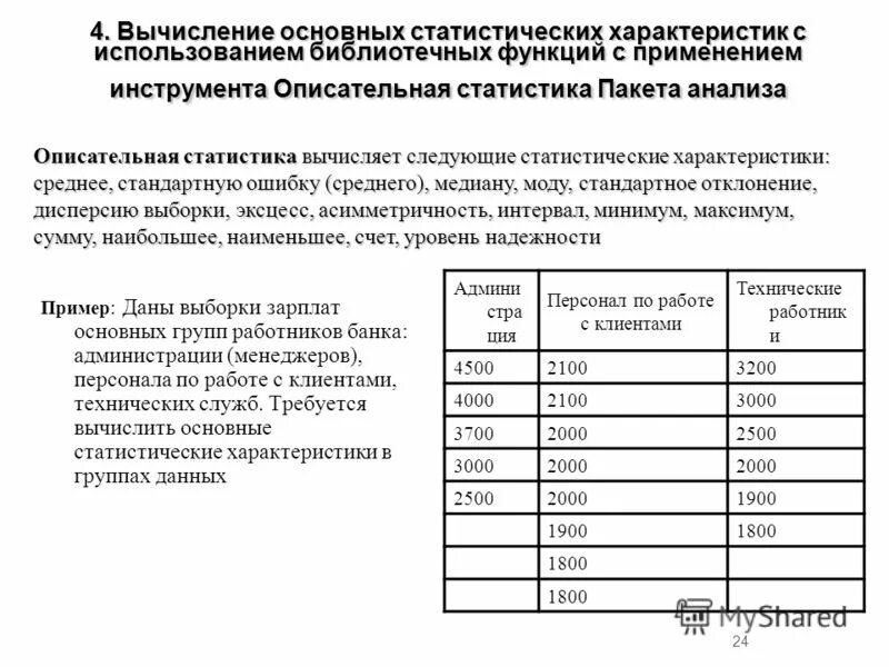 Основные параметры распределения в статистике. Вычисление статистических характеристик. Вычисление статистических характеристик. Вычисление статистических величин. Независимые случайные величины.