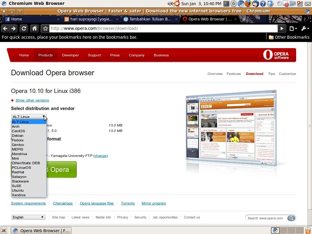 Web browser download
