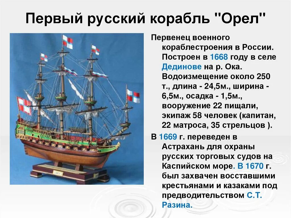 Первый русский морской корабль. Корабль “Орел” 1667 год. Первый корабль 1668 Орел. Парусный корабль Орел Алексея Михайловича Романова. Первый русский боевой корабль Орел.