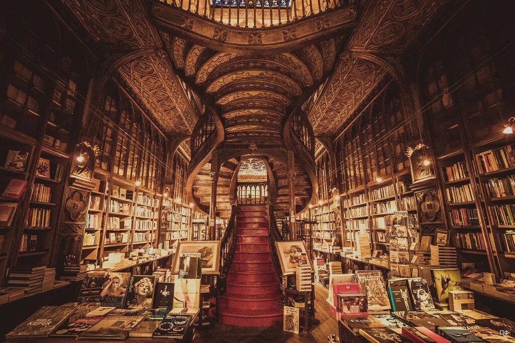 Отыщите место со множеством книг. Livraria Lello Португалия.