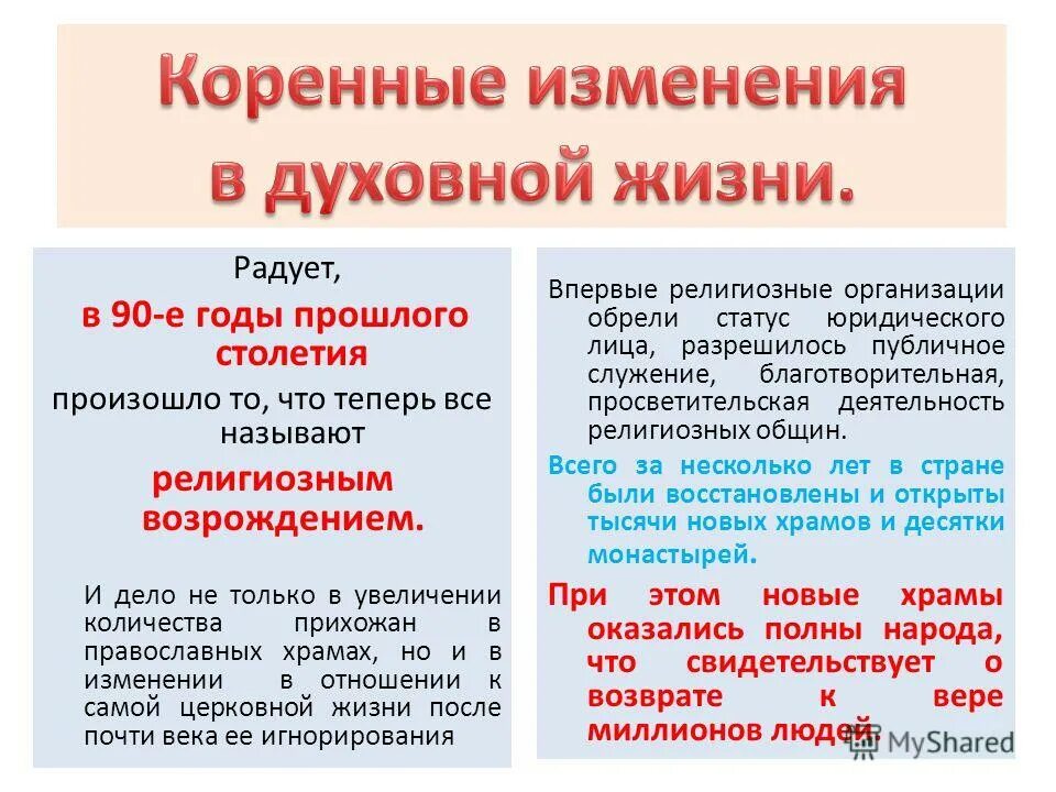 Коренное изменение. Коренные изменения в духовной жизни. изменение духовной жизни в 90. коренные изменения это. определите перемены которые произошли в духовной жизни.