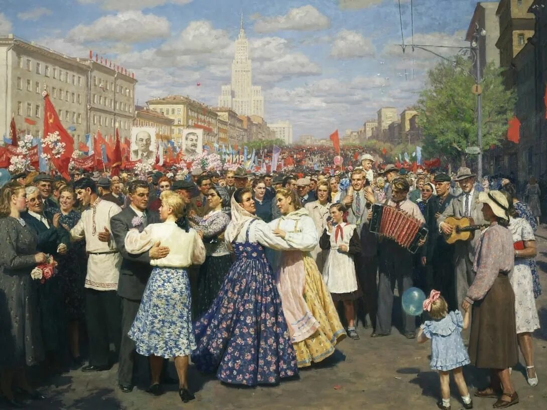 Вечером 1 мая. Советская живопись. Советские картины. Картины советских художников.