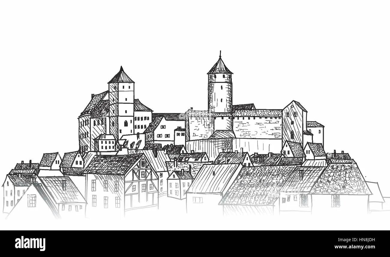 Нарисовать площадь средневекового города. Средневековый город. Средневековый город рисунок. Эскиз средневекового города. Европейские города средневековья карандашом.