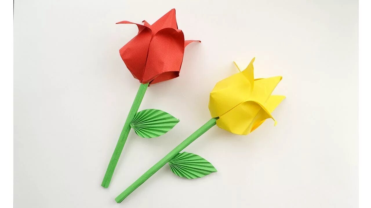 Цветы из бумаги. Оригами цветок. Цветок из бумаги простой. Объемные тюльпаны из бумаги.