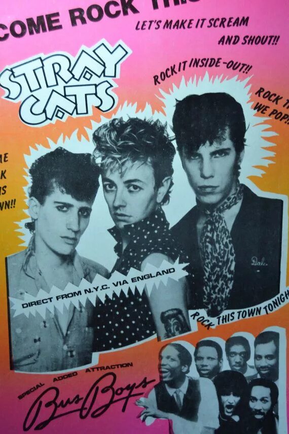 Stray cats ubangi stomp. Стрэй кэтс 1981. Плакаты стрэй кэтс. Stray Cats фото.